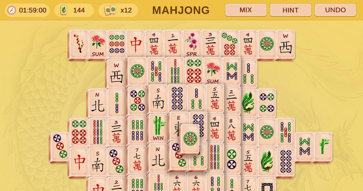 Mahjong Solitaire: Free online game, play full screen without registration